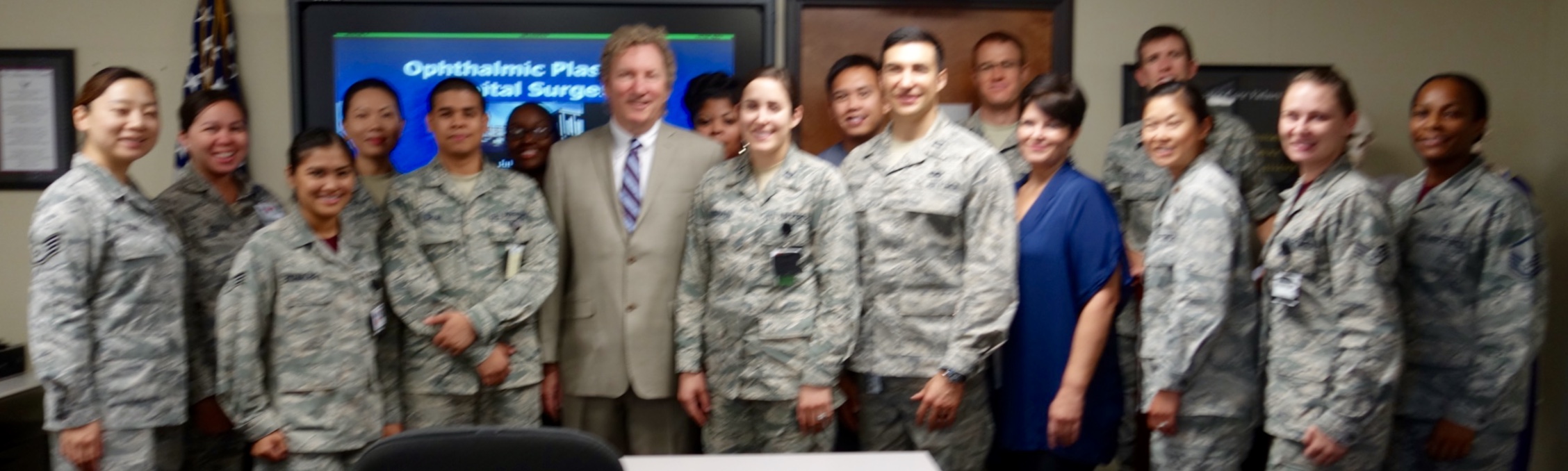 Honorary Commander Steven Leibowitz with his 99th Medical Group Squadron at Nellis Air Force Base.